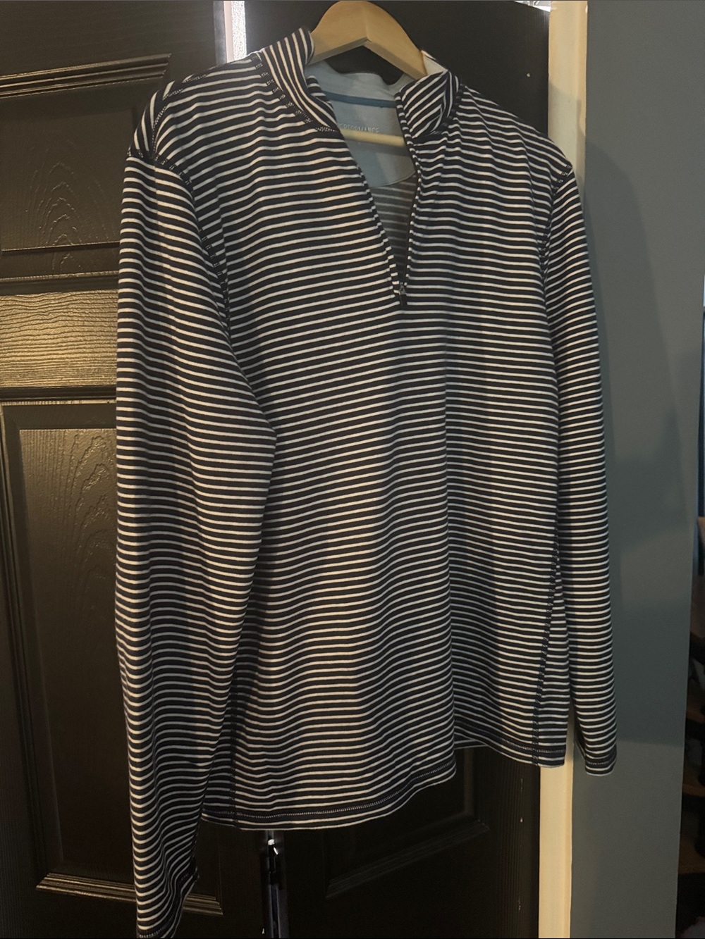 J. Crew Performance Striped Pullover in Light Blue and White